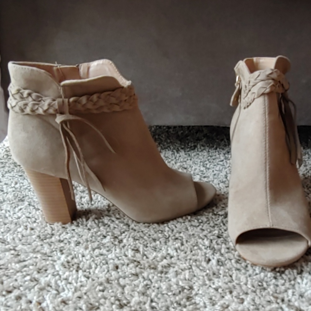 Peep toe ankle boots